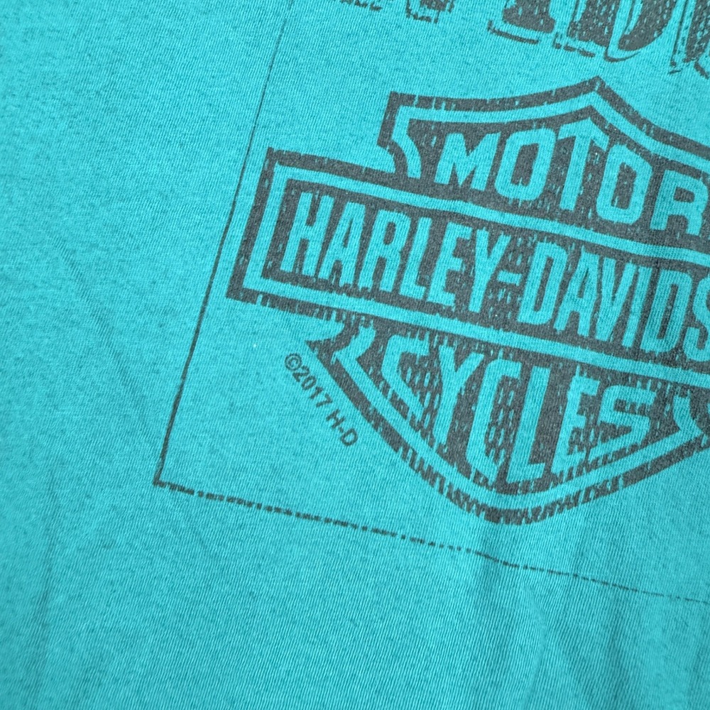 Harley Davidson Southampton MA Ombre Teal Graphic T-Shirt Mens Large 2017 - Picture 3 of 7